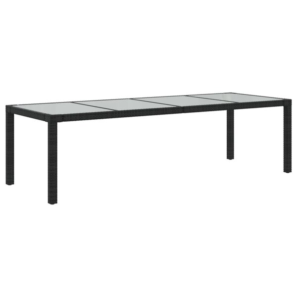 vidaXL Table de jardin Noir 250x100x75 cm Verre trempé et poly rotin
