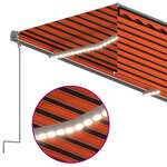 Vidaxl auvent manuel rétractable avec store et led 5x3 m orange marron