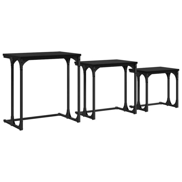 vidaXL Table basse gigogne 3 Pièces Chêne noir Bois d'ingénierie