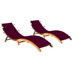 vidaXL Chaises longues lot de 2 avec coussins Bois d'acacia solide