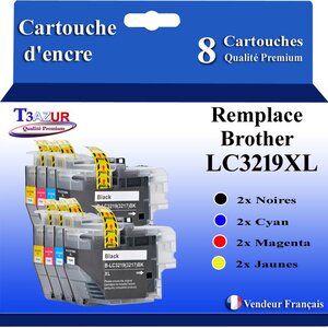T3AZUR Lot de 8 Cartouches compatibles avec Brother LC3217 / LC3219XL pour Brother MFC-J5330DW  MFC-J5330DW XL  MFC-J5335DW  MFC-J5335DWF
