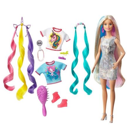 Barbie cheveux fantastiques 16 5 cm - 2 looks licorne et sirene - La Poste