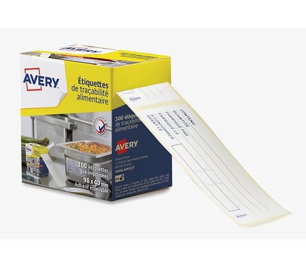 Boite de 300 étiquettes traçabilité etihaccp 98 x 40 mm avery
