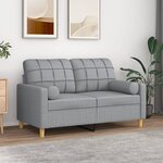 vidaXL Canapé 2 places avec oreillers gris clair 120 cm tissu