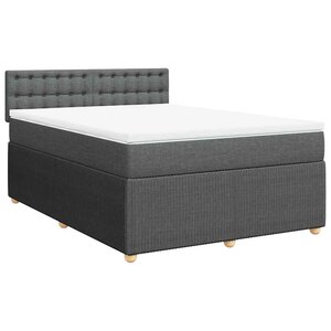 vidaXL Sommier à lattes de lit avec matelas Gris foncé 140x200cm Tissu
