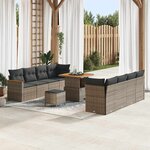 vidaXL Ensemble de canapé de jardin 11 Pièces Gris Poly rotin