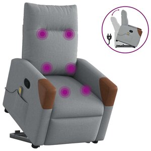 vidaXL Fauteuil de massage inclinable Gris clair Tissu