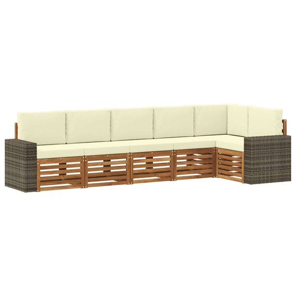 vidaXL Ensemble de canapés d'extérieur 6 pc Naturel et Crème Polyester