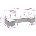 vidaXL Ensemble de canapé de jardin 7 pièces avec coussins gris clair en poly rattan