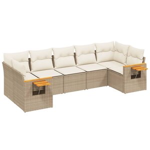 vidaXL Salon de jardin avec coussins 7 Pièces beige résine tressée