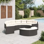 vidaXL Salon de jardin 2 Pièces demi-rond noir résine tressée