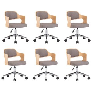vidaXL Chaises pivotantes à manger lot de 6 taupe bois courbé et tissu