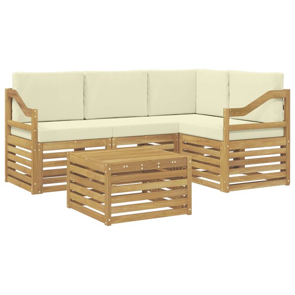 vidaXL Ensemble de canapés d'extérieur 5 pc Blanc et crème Polyester