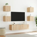 vidaXL Unités murales TV avec LED 6 Pièces chêne sonoma bois d'ingénierie