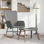 vidaXL Chaise à bascule avec repose-pied Gris clair Velours