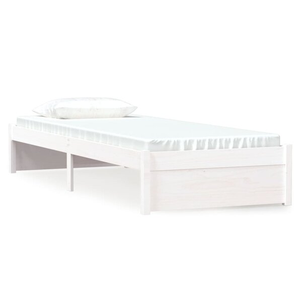 vidaXL Cadre de lit Blanc Bois massif 75x190 cm Petit simple