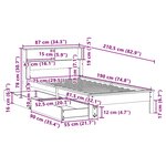 vidaXL Lit bibliothèque sans matelas cire marron 75x190 cm pin massif