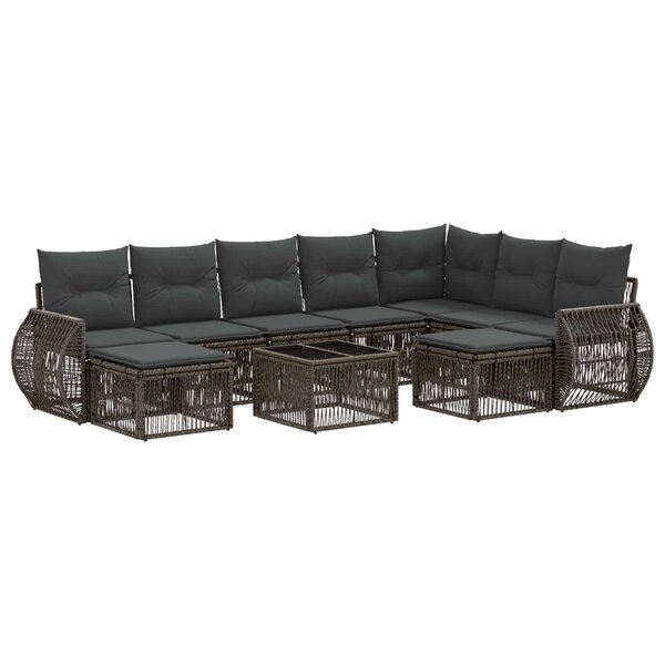 vidaXL Ensemble de canapé de jardin 10 Pièces Gris polyrotin