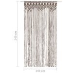 vidaXL Rideau en macramé Taupe 140x240 cm Coton