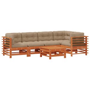 vidaXL Ensemble de salon de jardin 6 Pièces Brun cire Bois de pin massif
