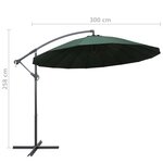 vidaXL Parasol suspendu avec poteau en aluminium Vert 3 m