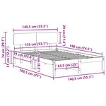 vidaXL Cadre de lit avec tête de lit Naturel 135 x 190 cm Pin massif