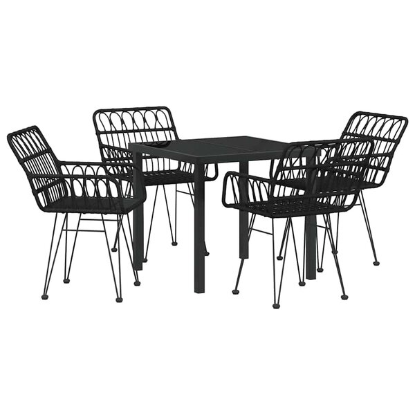 vidaXL Ensemble de salle à manger pour jardin 5 Pièces Noir Poly rotin