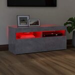 vidaXL Meuble TV avec lumières LED gris béton 90x35x40 cm