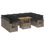 vidaXL Salon de jardin avec coussins 10 Pièces gris résine tressée