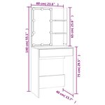 vidaXL Coiffeuse avec LED Blanc brillant 60x40x140 cm