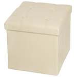 Tectake Pouf coffre de rangement pliable aspect cuir - beige