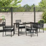 vidaXL Ensemble de salle à manger de jardin 5 pièces avec coussins en poly rotin noir
