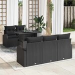 vidaXL Ensemble de canapé de jardin Manuel 6 Pièces Noir 100 x 55 x 73 cm