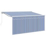 vidaXL Auvent Rétractable Bleu et Blanc 300 x 200 cm