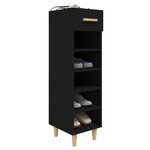 vidaXL Armoire à chaussures Noir 30x35x105 cm Bois d'ingénierie