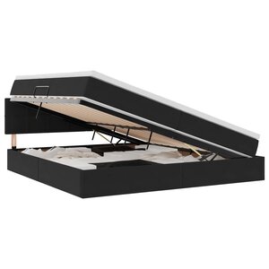vidaXL Lit de rangement LED avec matelas Noir 200 x 200 cm Velours