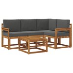 vidaXL Ensemble de canapés d'extérieur 5 Pièces Naturel et Anthracite