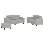 vidaXL Ensemble de canapés 3 Pièces coussins gris clair tissu microfibre