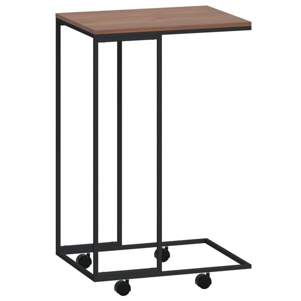 vidaXL Table d'appoint avec roues Noir 40x30x63 5 cm Bois d'ingénierie