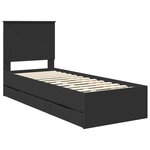 vidaXL Cadre de lit avec tiroir Noir 75 x 190 cm Bois Ingénierie