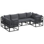 vidaXL Ensemble de canapé de jardin 6 Pièces Noir Aluminium