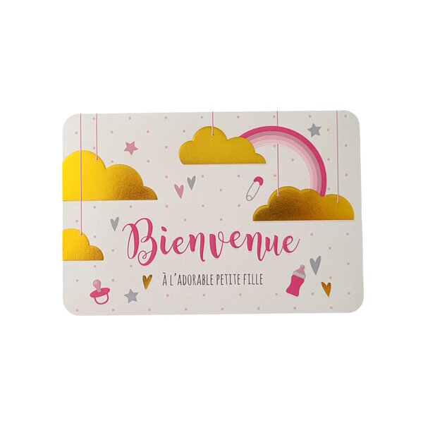 Carte De Voeux - Naissance - Bienvenue à l' Adorable Petite Fille