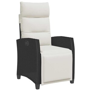 vidaXL Chaise de jardin inclinable avec table d'appoint noir polyrotin