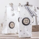 24 chiffres adhésifs en bois MDF Calendrier de l'Avent Ø 3 5 cm - Argenté