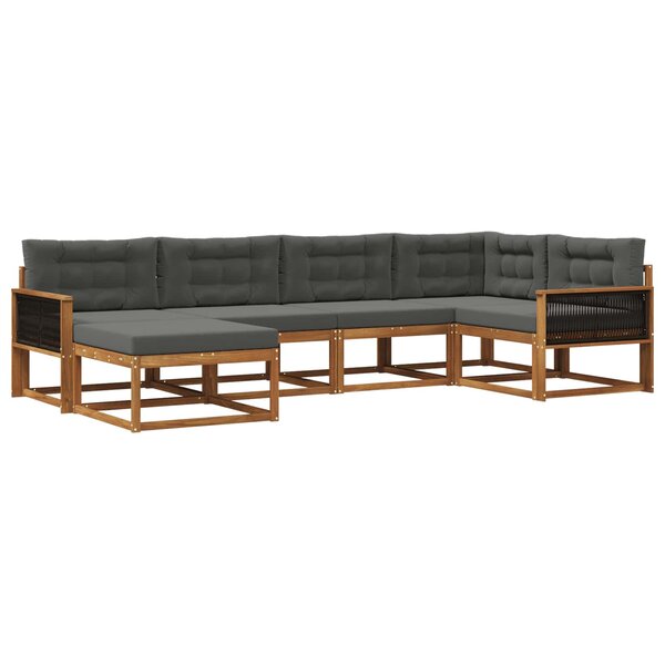 vidaXL Ensemble de canapés d'extérieur 6 pc Naturel et Anthracite