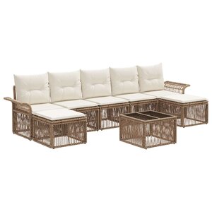 vidaXL Ensemble de canapé de jardin 8 Pièces Beige polyrotin