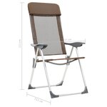vidaXL Chaises de camping pliables lot de 4 Marron Aluminium
