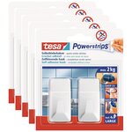 Pack 2 Crochets Powerstrips LARGE Rectangle 2Kg Blanc x 5 TESA