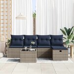 vidaXL Ensemble de Canapés avec coussin Gris et marine polyrotin