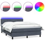 vidaXL Sommier à lattes de lit et matelas et LED gris foncé 160x210cm velours